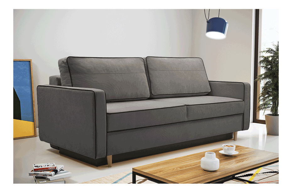 Háromszemélyes kanapé Banuga (szürke + fekete)