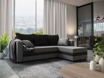 Rohová sedačka Safino  (sivá + čierna) (P)