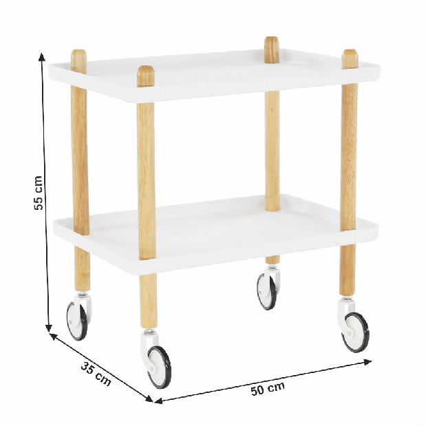 Servírovací vozík Ponteo (biela + prírodná)