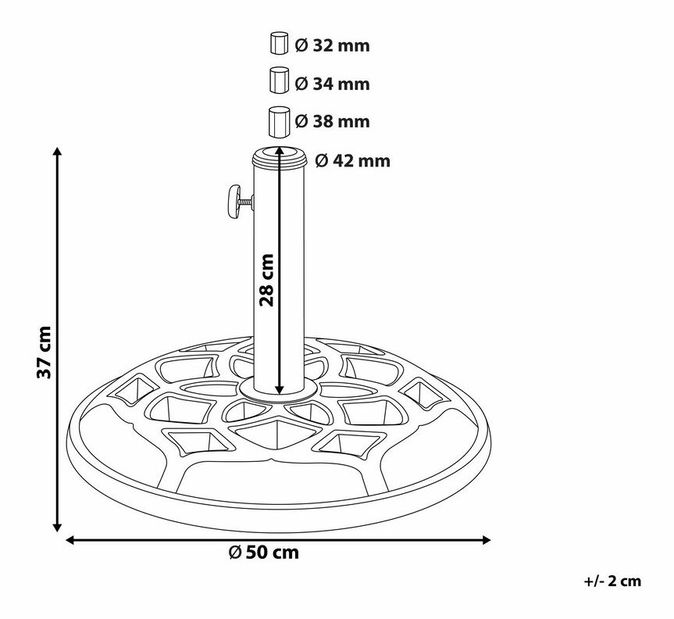 Cadru pentru umbrelă de grădină 50 cm ELFIR (beton) (cerc) (negru)