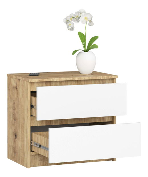 Noptieră Kalista (Stejar artisan + Alb)