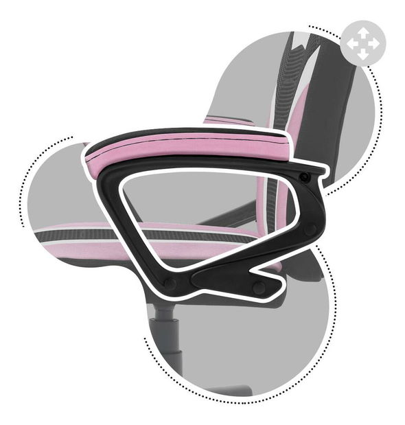 Scaun gaming pentru copii Rover 1 (negru + roz)