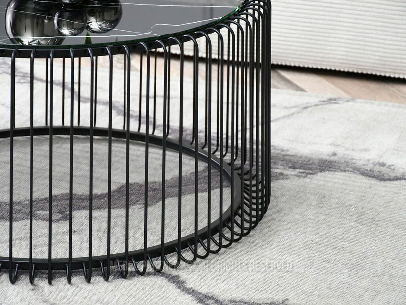 Konferenčný stolík Nils Xl (čierny mramor + čierna)