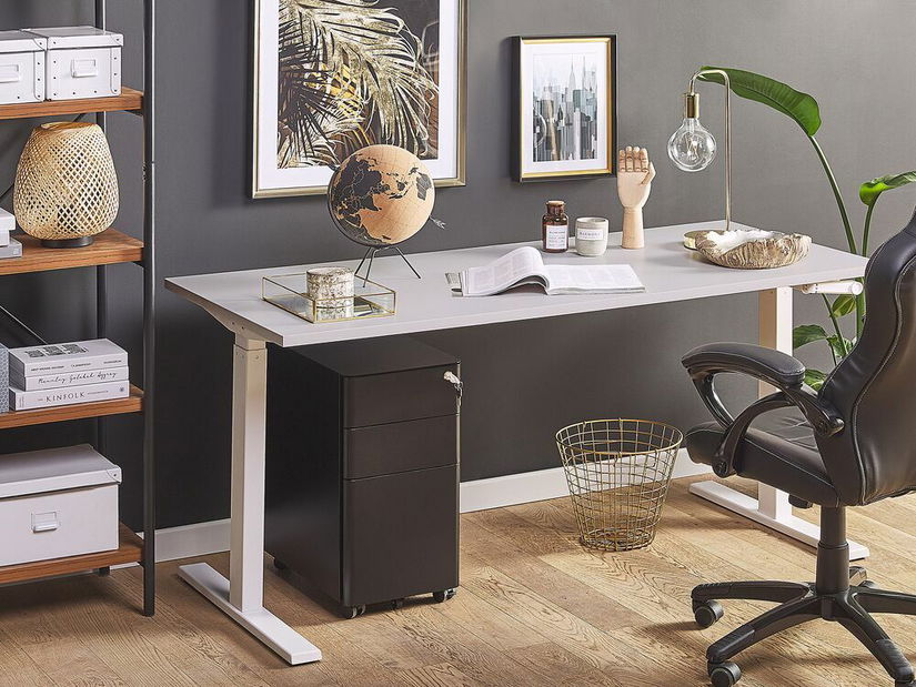 Masă de scris DESIRA II (130x72 cm) (gri + alb) (manual reglabilă)