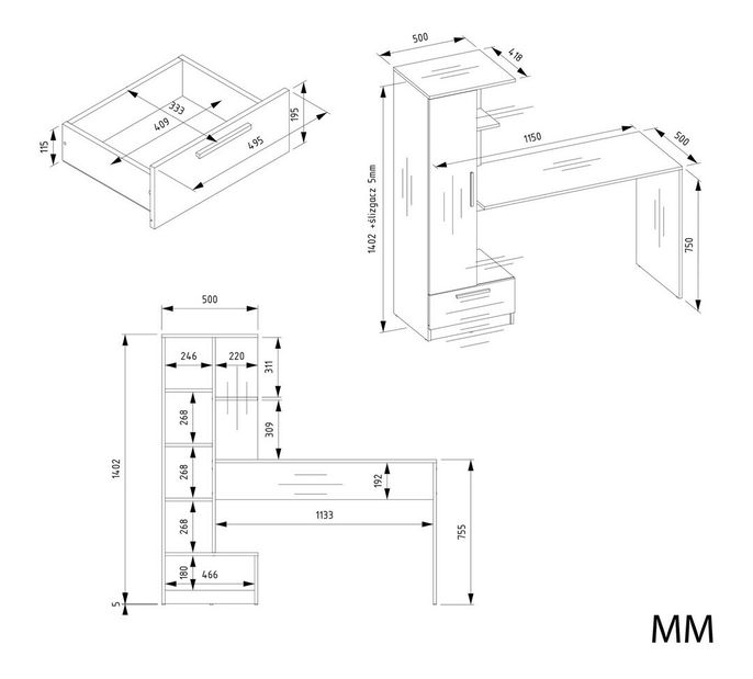 Uredski set Conozca 1 (hrast artisan)