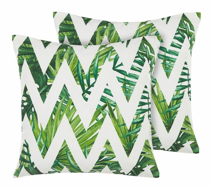 Set 2 ks. záhradných vankúšov BENRO (biela + zelená)
