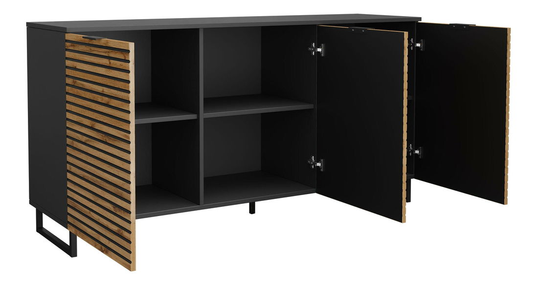 Dulap Surezina 3D (Negru grafit + Stejar wotan) 