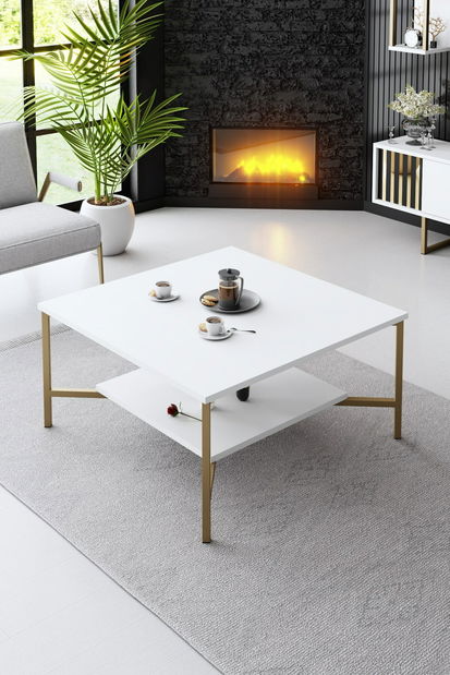 Set mobilier living Golden (alb + auriu)