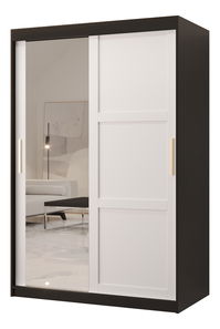 Ruhásszekrény Riven 2 120 (matt fekete + matt fehér) (tükörrel)