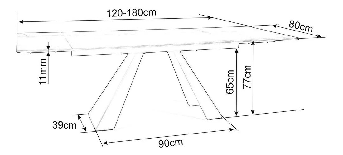 Rozkladací jedálenský stôl 120-180 cm Shelia (sivá + čierna) (pre 4 až 8 osôb)
