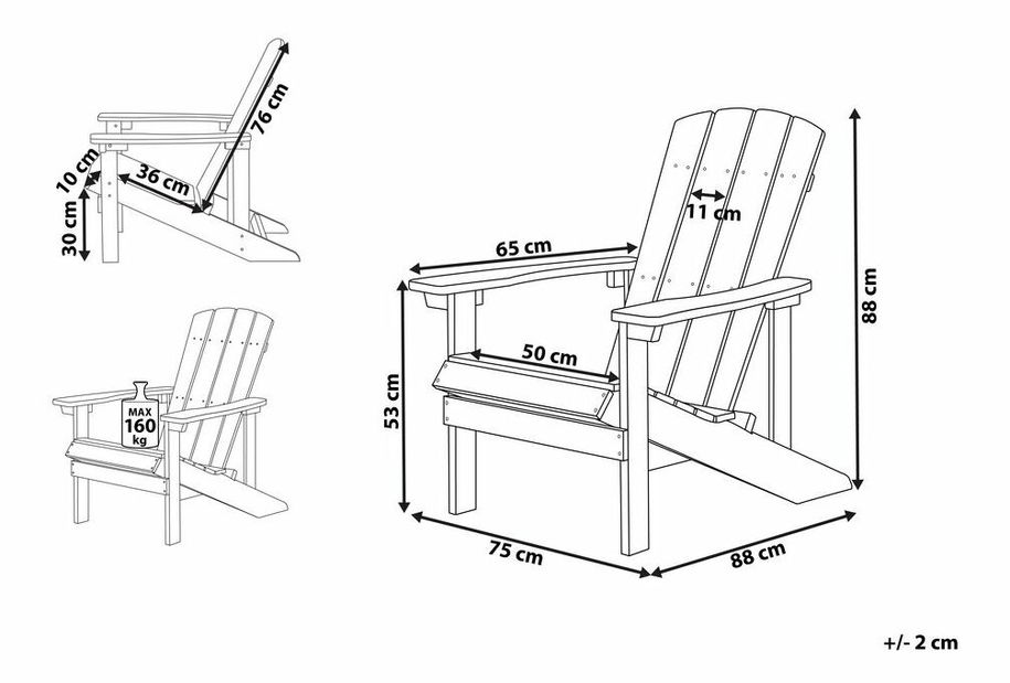 Záhradná stolička Adack (svetlé drevo)