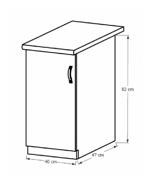 Donji kuhinjski ormarić D40 Provense (bijela + bor andersen) (L)