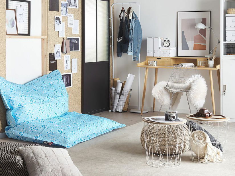 Husă pentru fotoliu puf 140 x 180 cm Fiamma (Albastru deschis cu puncte)