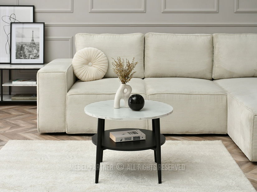 Dohányzóasztal Randolf S (fehér márvány + fekete)