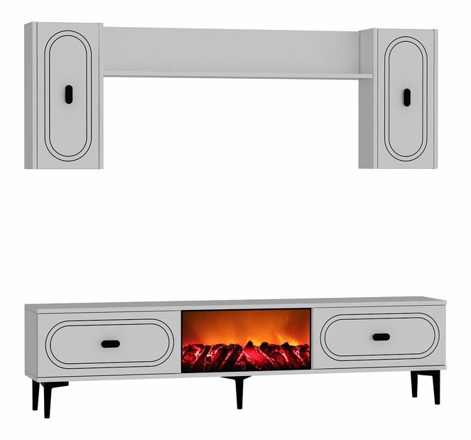 Obývacia stena s krbom Wendy (biela)