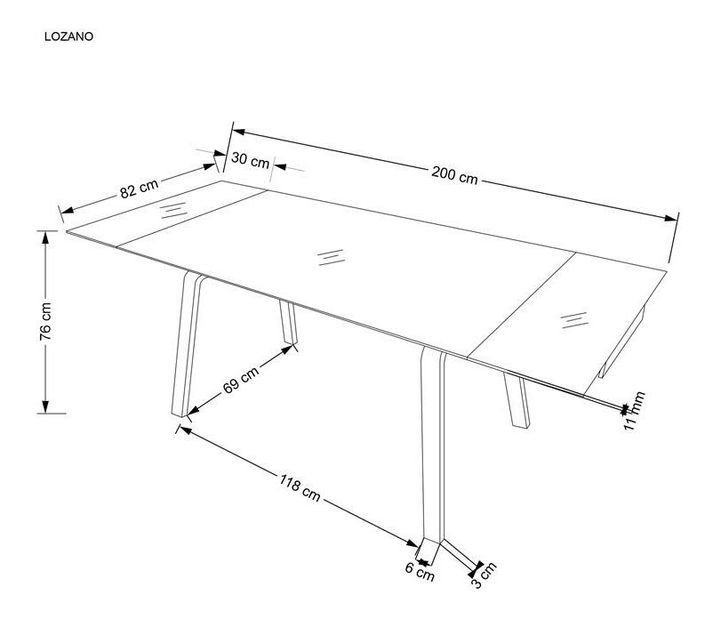 Széthúzható étkezőasztal 140-200 cm Leta (fekete márvány + dió) (6 8 fő részére)