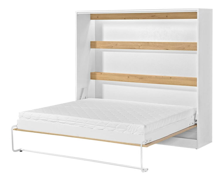 Pat rabatabil 160 Perfecto II (Alb + Stejar + negru) (orizontal) (fără iluminat)