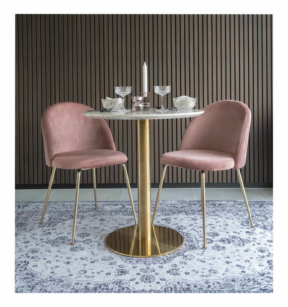 Blagovaonski stol Bvaria 3 (bijela + mesing)