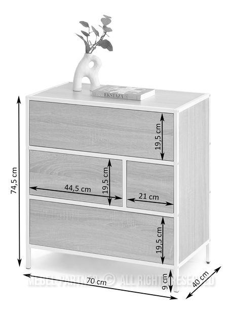 Komoda Soren Kom (biele drevo + zlatá)