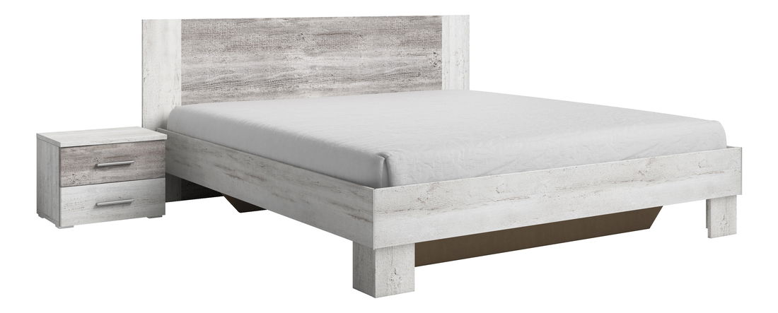 Pat matrimonial 160 cm Verwood Typ 51 (canyon deschis + închis) (cu noptiere)