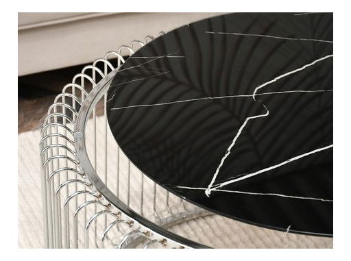 Konferenčný stolík Alino M (chróm + čierny mramor)