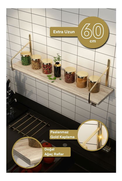 Polica Bipipe 3 (zlatá + hnedá) 