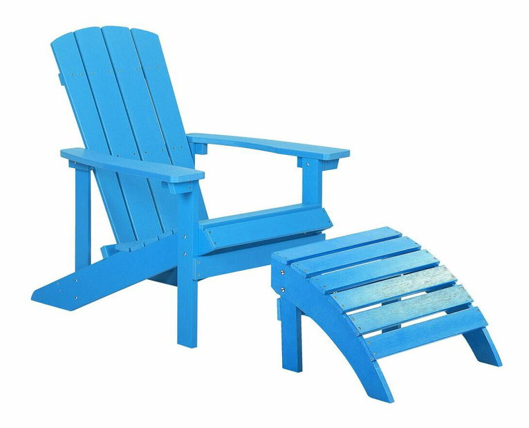 Záhradná stolička s podnožkou Adack (modrá)