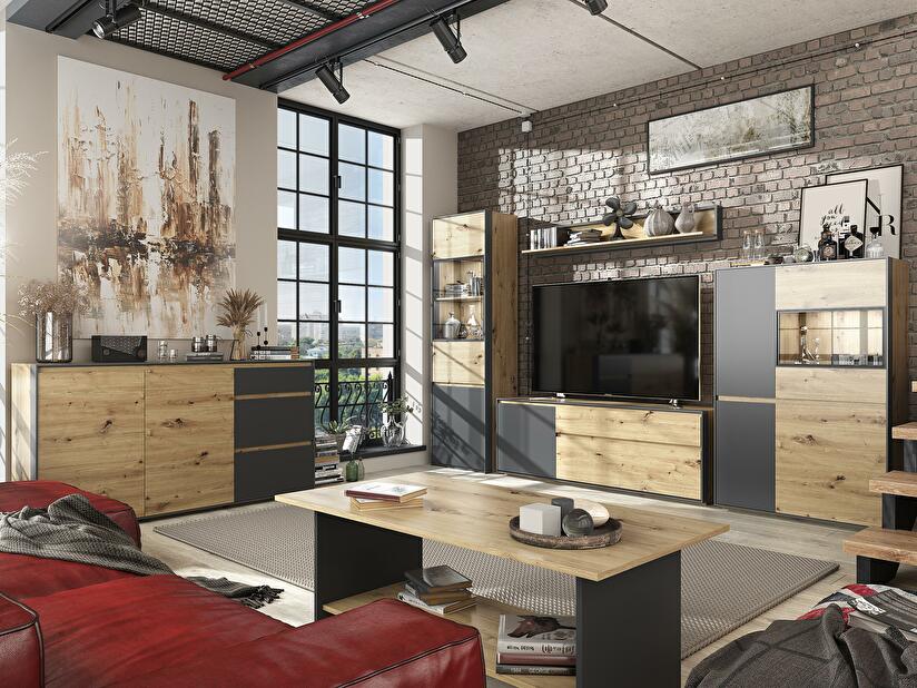 Mobilier living Bobbie 1 (stejar artisan + negru)