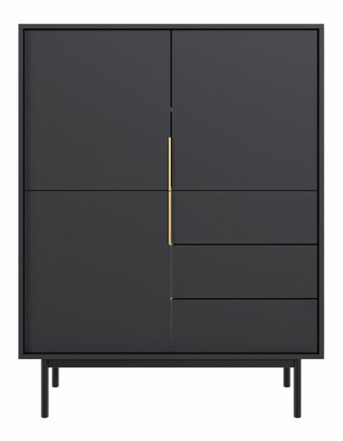 Comodă Vintana 3D3S (Negru + Auriu)