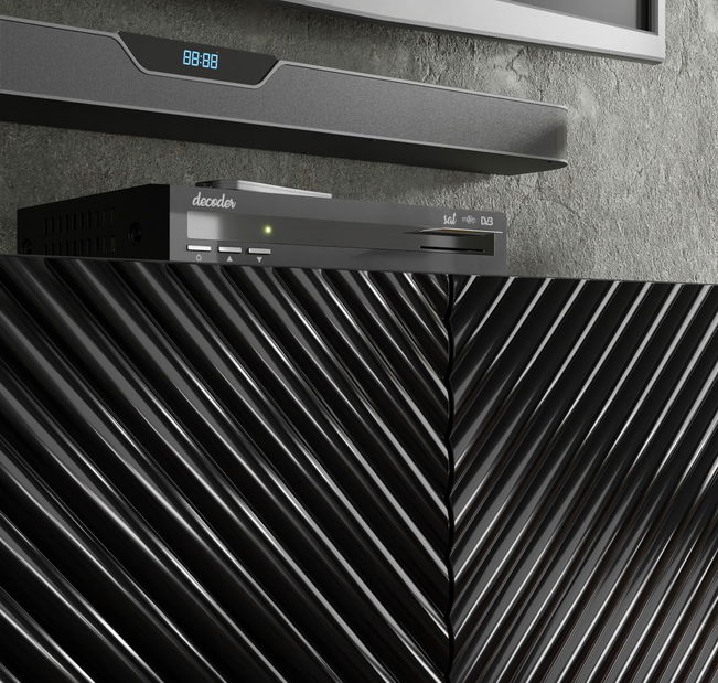 Masă TV Surfy 4D (negru lucios + Auriu)