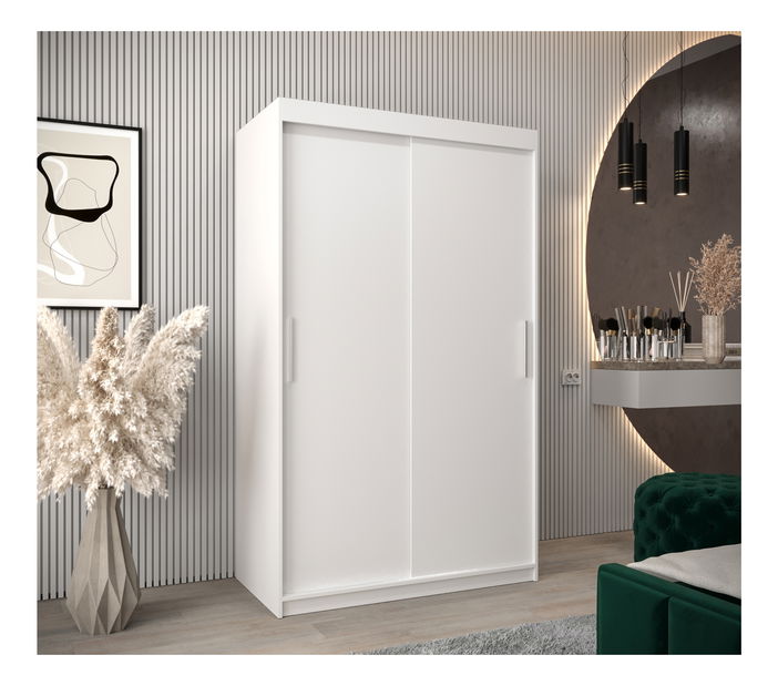 Šatníková skriňa 120 cm Toki (Biela matná + Čierna matná)