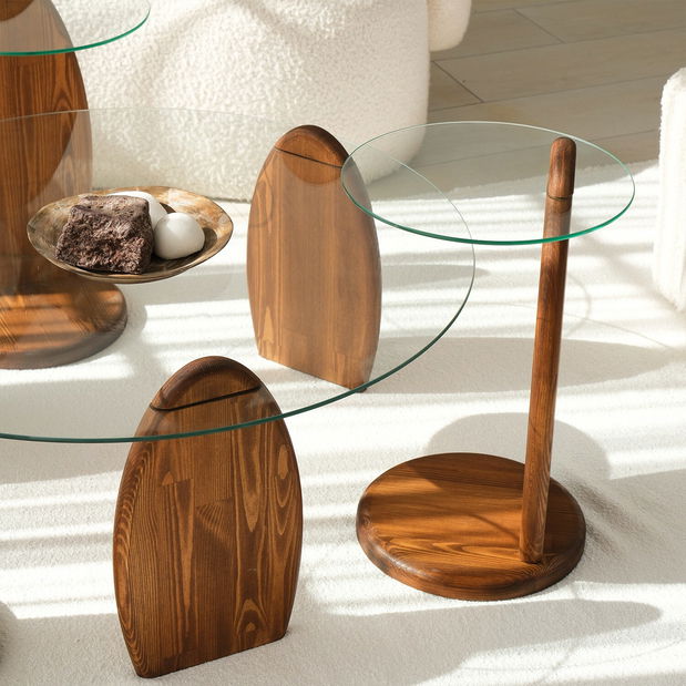 Príručný stolík Surfiusa (gaštan + sklo)