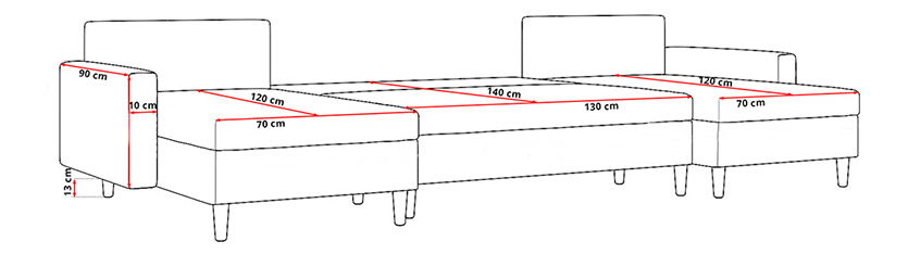 Colțar în formă de U Evander III (gri)
