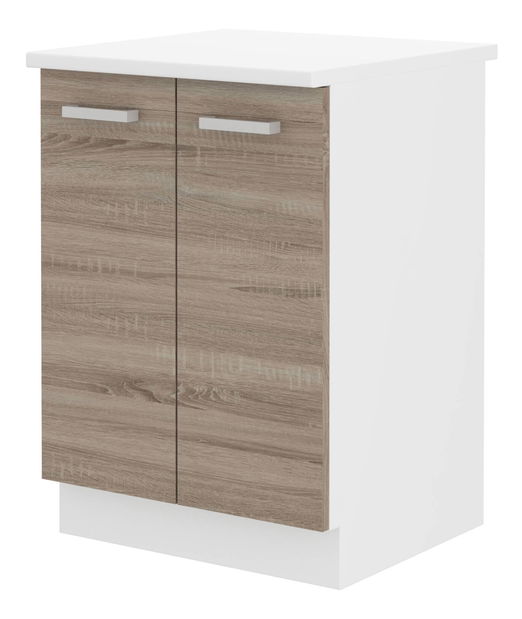 Alsó konyhaszekrény Domton 60 D 2F BB (fehér + trüffel sonoma tölgy)