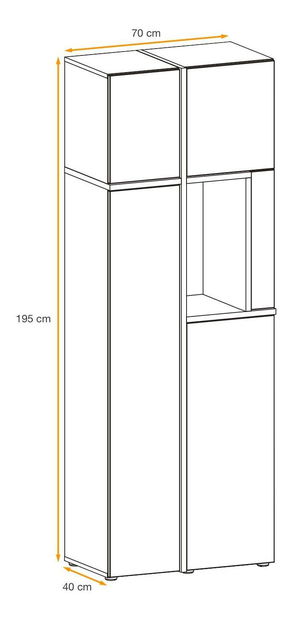 Vitrína Carlyn WSW (hikora jackson + čierna) (s LED osvetlením)