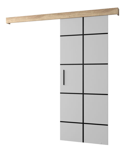 Posuvné dvere 90 cm Sharlene III (biela matná + dub sonoma + čierna)