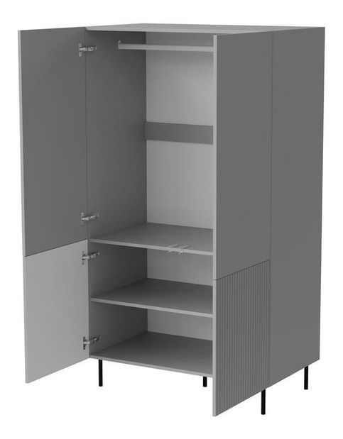 Ormar za garderobu Asania S1 (siva + crna)