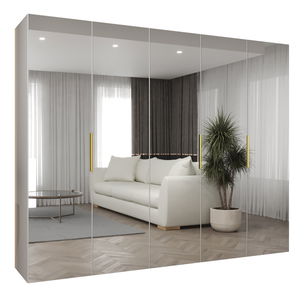 Ruhásszekrény 250 cm Mirabella 3 (fehér + arany)