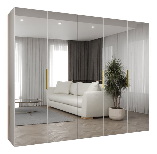 Dulap de haine 250 cm Mirabella 3 (alb + Auriu)