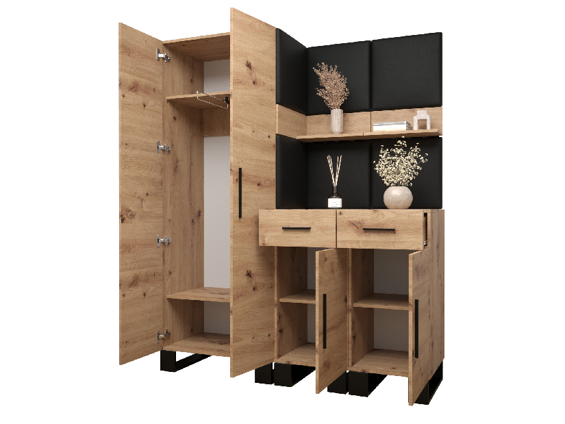 Set mobilier pentru hol Amanda 7 (Stejar artisan + Alb)