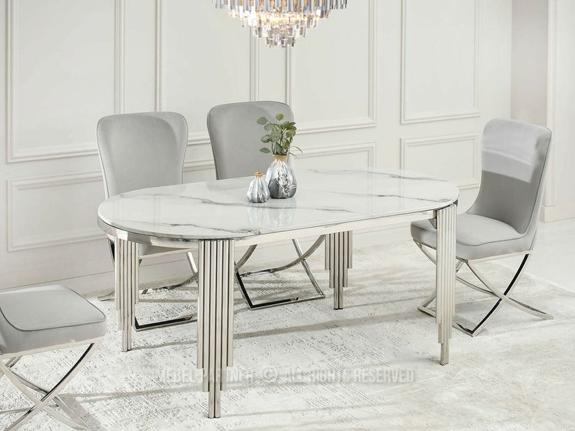Étkezőasztal Antiga (fehér márvány + króm)