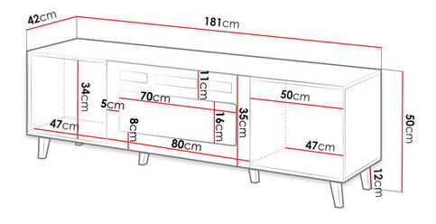TV ormarić s kaminom 180 Telderi Grey (antracit) 