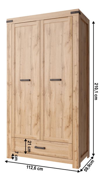 Ormar za garderobu Mateo 2d1s (hrast wotan)