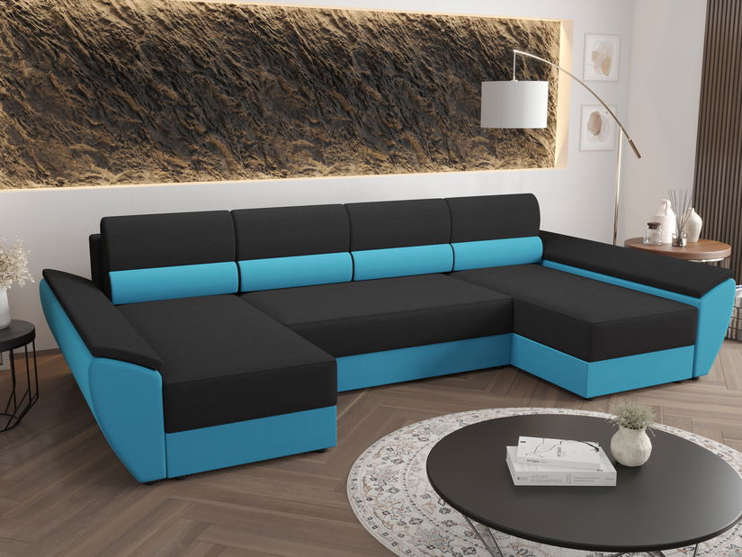 Kutna garnitura u obliku slova U Radiant U4 (crna + tirkizna)