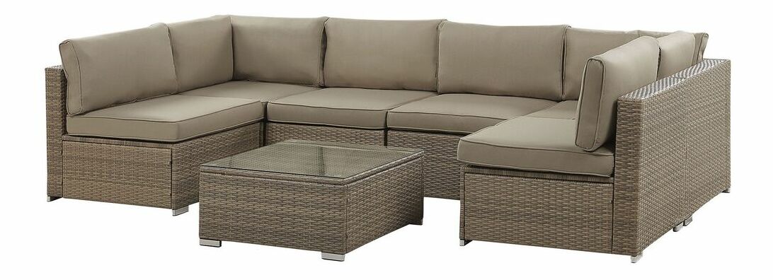 Záhradná sedacia súprava BELVIA (hnedá) (pre 6 osôb)