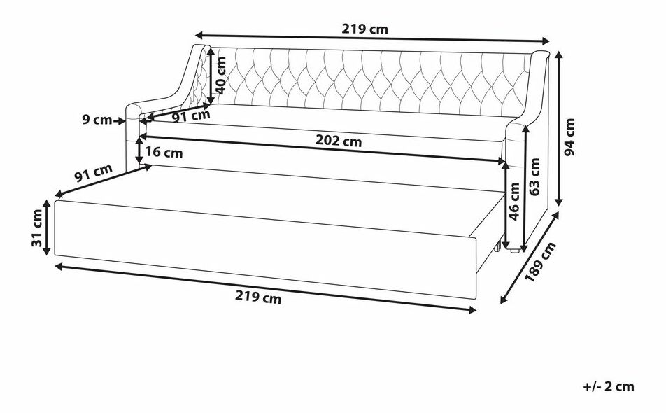 Rozkladacia posteľ 90x200 cm Maisha (svetlosivá)