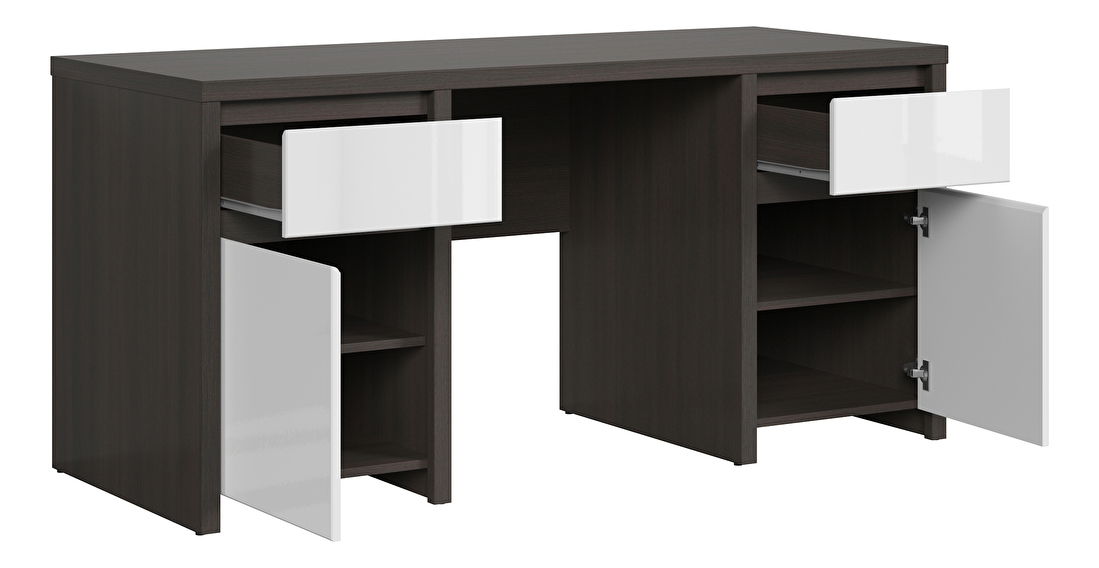 PC stolík BRW Kaspian BIU2D2S/160 (wenge + lesk biely)