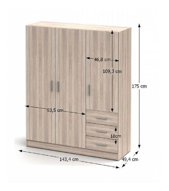 Šatníková skriňa Amo Typ 2 (dub sonoma)