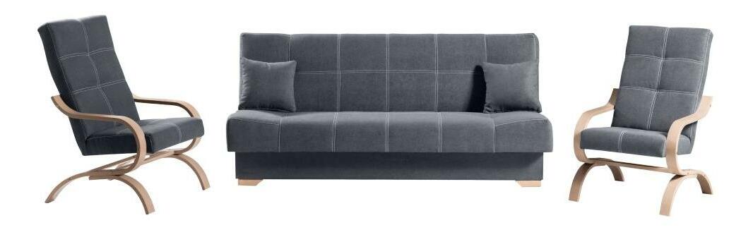 Sofa na razvlačenje Gona (siva) (s prostorom za odlaganje)