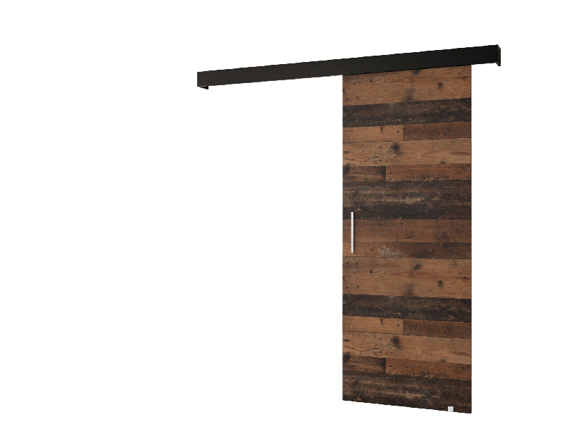 Posuvné dvere 90 cm Sharlene I (drevo old style + čierna matná + strieborná)